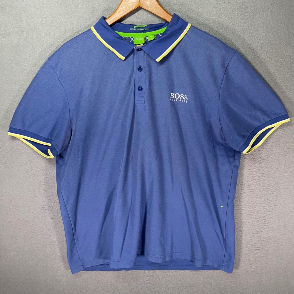Hugo Boss Polo‎ Shirt Mens XXXL Blue Performance Moisture Wicking